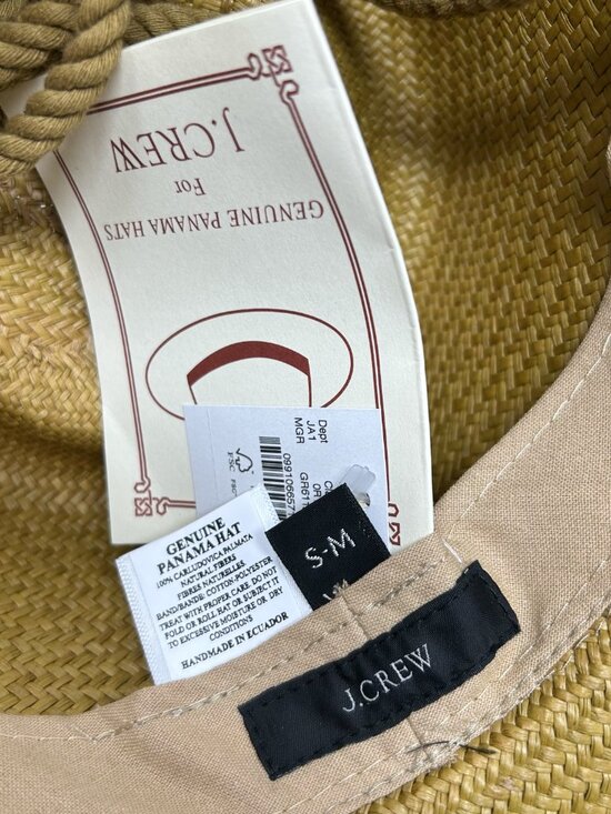 NWT J.CREW Wide Brim Panama Hat with cord Size Small/Medium - Mossy Grove main image 10